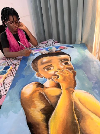 Ama at work in her studio